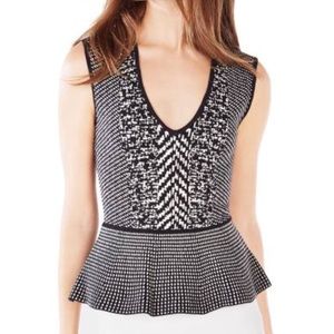 BCBG black and white knit top